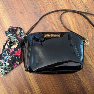 Betsey Johnson Black Crossbody Purse with Scarf